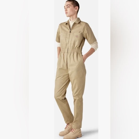 Dickies Women's Vale khaki tan Coveralls overalls jumpsuit size medium new - Picture 1 of 5